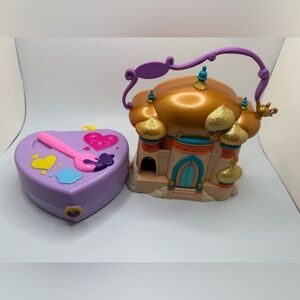 Polly Pocket lot Shani Art Studio Playset & Disney Aladdin Jasmine palace